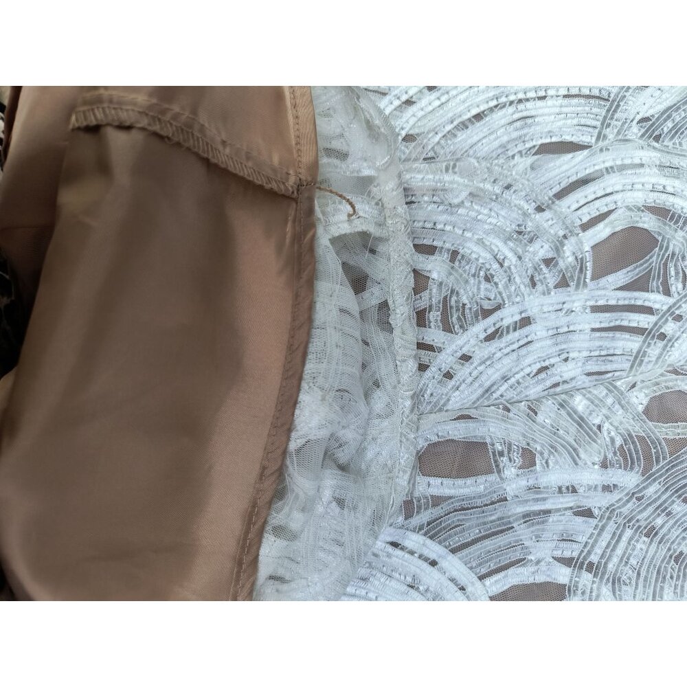 White Size 10 Adrianna Pappel Sleeveless Lace Overlay Shift Dress Nude Lining - Picture 8 of 10